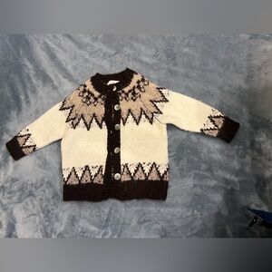 Zara Textured Knit Jacket in Cream and Brown